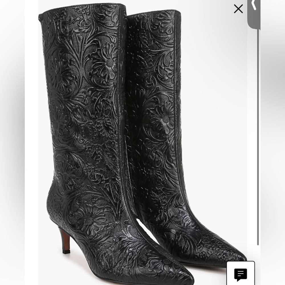 Franco Sarto Amari Floral Black Floral Heeled Boots